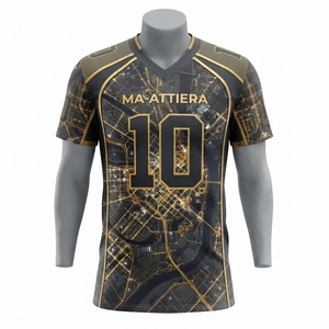 Maillot de football américain personnalisé avec carte de la ville en or, uniforme d'équipe par sublimation, vêtements de sport, chemise athlétique, vente en gros de tenues d'équipe - Product Image 4