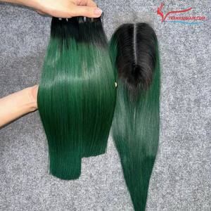 มัดผมมนุษย์ผมตรงกระดูกพร้อมผมสีปิด - Product Image 3