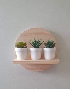 Vase mural en bois artisanal moderne, porte-fleurs suspendu, décoration murale ronde pour la maison, pour le salon - Product Image 2