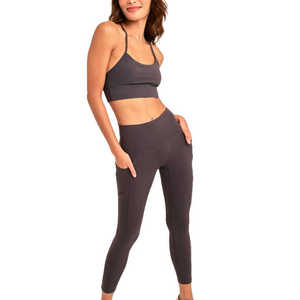 Ensemble de 2 leggings de yoga pour femmes, élégants et personnalisés, motif à carreaux, qualité supérieure, légers, respirants, séchage rapide, spandex/nylon - Product Image 1