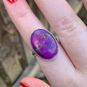 Purple Copper Turquoise <b>Ring</b> 925 Silver <b>Statement</b> <b>Ring</b> Unique Gemstone <b>Ring</b> Handmade Boho Jewelry Artisan Turquoise <b>Ring</b> - Product Image 1