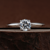 Bague solitaire en or 10 carats avec diamant de laboratoire certifié IGI, taille ronde délicate, 0,50 carat, à tige fendue