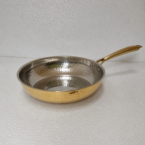 Sartén de Latón Forjado a Mano con Revestimiento de Acero Inoxidable, Utensilios de Cocina de Latón Premium, Compatible con Inducción, Fabricante OEM ODM - Product Image 2