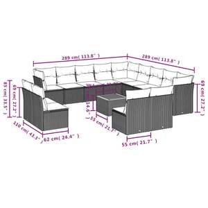 Conjunto de Sofá de Jardín de Poliratán Gris con Patas Ajustables, Muebles de Jardín Ajustables con Asiento y Respaldo Cómodos - Product Image 3