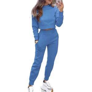 Survêtements décontractés unis et stylés de qualité supérieure 100% coton respirant 2 pièces survêtements personnalisés à la coupe ajustée - Product Image 1