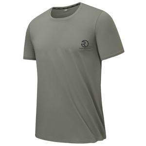 Chemise à col rond de couleur unie en gros T-shirts d'entraînement respirants T-shirt de sport personnalisé pour hommes - Product Image 1