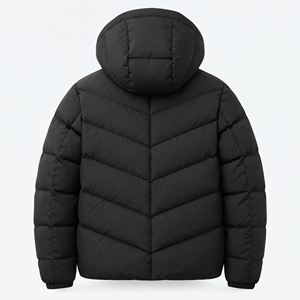 Wholesale Custom Black Hooded Puffer Jacket Winter <b>Padded</b> Quilted <b>Coat</b> Men's Women's Outdoor Windproof Warm Jacket OEM - Product Image 2