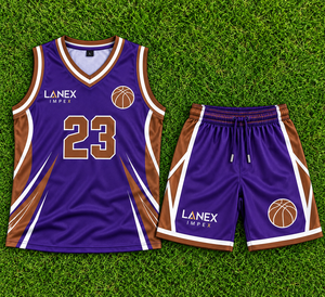 Ensembles d'uniformes de basketball pour hommes de haute qualité, couleur violette, pour clubs, écoles, équipes, maillots et shorts personnalisés, noms d'équipes personnalisés - Product Image 6