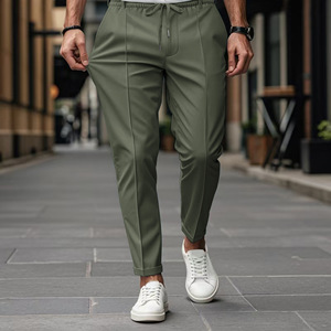 Hot-selling Men's Solid-color, Simple, <b>Large</b>-sized Business, Form-fitting, and Small-leg Casual Pants in Spring and Autumn - Product Image 4