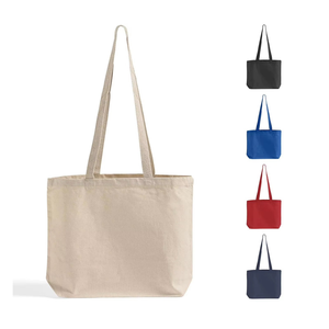 Sac fourre-tout personnalisé 100 % coton avec soufflet et longues poignées, réutilisable pour les achats, idéal pour les commandes promotionnelles en gros et la vente au détail - Product Image 4