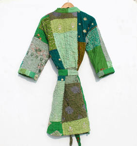 Kimono indio hecho a mano con patchwork de algodón kantha, elegante ropa de playa para mujer, bata de baño estilo japonés, kimono con patchwork, regalo para ella. - Product Image 5