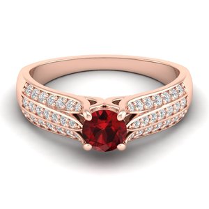 Bague Solitaire REYES en Or 14K de Qualité Supérieure avec Pierre Précieuse Grenat et Moissanite, Design Classique, Cadeau Idéal pour Mariage et Anniversaire, Bijoux - Product Image 1
