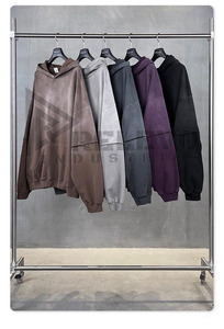 Nouveau sweat à capuche pour homme coupe classique à manches longues avec poches, effet délavé, style streetwear, en molleton 100% coton, collection printemps, lot de 2 - Product Image 2
