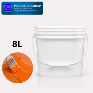 8L Plastic Paint <b>Bucket</b> <b>with</b> Flat <b>Lid</b> for Paint and Coating Use, Leakproof Storage Solution - Product Image 1