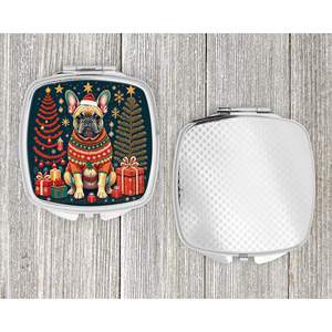 Fawn French Bulldog Compacto Espejo de maquillaje de viaje Portátil Plegable Diseño de mano Regalo de Navidad para mujeres y niñas - Product Image 4