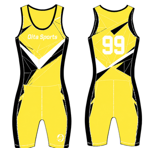 Bright Yellow Black and White Rowing Champ Suit <b>Mens</b> Sleeveless Competition Uniform Performance Racing Singlet Custom Wholesale - Product Image 1
