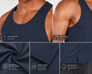 Custom Mens 100% Cotton Gym Tank Top Breathable Knitted Fitness Singlet Solid Running Sports Vest Plus Size - Product Image 4