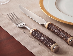 Elegant Stainless Steel Flatware Set With Wood Handles Vintage Design Dishwasher Safe For Wedding <b>Table</b> And Restaurant - Product Image 1