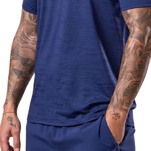 Mens Navy Blue Space Dye Performance Training T Shirt Crew Neck Short Sleeve <b>Athletic</b> Gym Workout Running Casual Sportswear Tee - Product Image 6