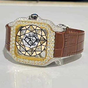 Crocodile Band Buckle Stainless Steel Lab Diamond <b>Square</b> Fashion Leather Watch Analog Quartz Side Halo <b>Set</b> - Product Image 1