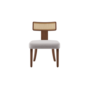 Set di 2 Sedie da Pranzo in Legno Massello e Rattan Stile Mid-Century Moderno con Schienale a Rete per Sala da Pranzo - Product Image 4