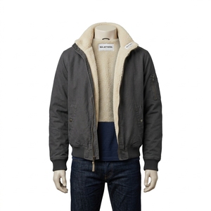 <b>Mens</b> Gray <b>Sherpa</b> Collar Bomber <b>Jacket</b> Streetwear <b>Mens</b> Winter <b>Jackets</b> Wholesale <b>Jacket</b> For <b>Men</b> - Product Image 3