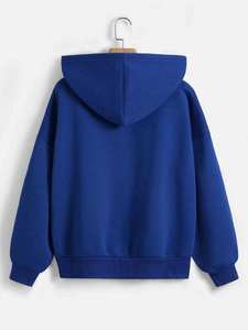 Trending Royal Blue <b>Pullover</b> Fleece Sweatshirt Full Sleeve Hooded Jacket Casual Streetwear Top 100% Cotton Anti-Wrinkle Custom - Product Image 2