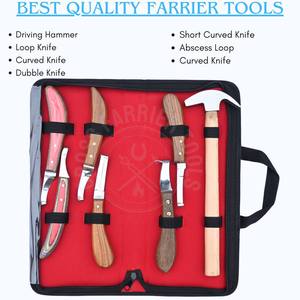 Kit de Herramientas de Herrador de Acero Inoxidable, Gran Cuchillo Clásico para Pezuñas con Lazo Desmontable, Cuchilla Estrecha de Doble Cara para Recorte, Cuchillo Tipo D y Martillo de Empuje - Product Image 2