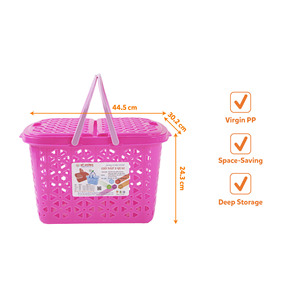 Maternity <b>Storage</b> <b>Basket</b> With Cover And Dual Side Sections For Organizing Personal Care And Daily Supplies - Product Image 2
