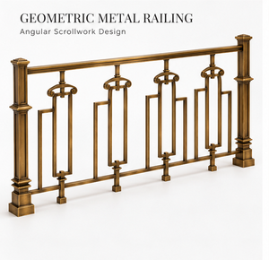 Barandillas de Bronce Estilo Heritage con Remates Angulares y Balaustres Geométricos de Marco Abierto para Hoteles y Villas - Product Image 3