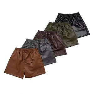 Pantalones Cortos de Cuero para Hombre, Transpirables, de Cuero PU, Negros, Unisex - Product Image 1