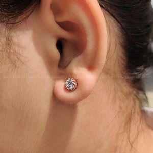 Boucles d'oreilles clous uniques en platine 950 avec diamants de laboratoire taille brillant rond 1,00 carat total EF VS, articles de prestige - Product Image 4