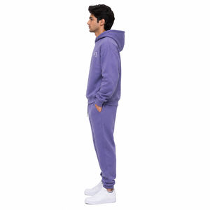 Sudadera con capucha vintage OEM unisex de 500GSM 100% algodón, conjunto de chándal y joggers holgados con logo personalizado y estampado en relieve, venta al por mayor - Product Image 2