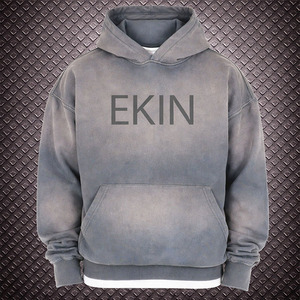 Sudadera con Capucha Ekin Impex OEM Personalizada de Alta Calidad, Estilo Vintage para Hombre, de Algodón Grueso Desgastado con Efecto Decolorado por el Sol, con Relieve 3D - Product Image 1