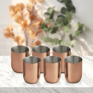 Vaso de Cobre Metálico de Moda con Revestimiento de Acero Inoxidable, Nueva Textura, Vaso de Cobre para Beber Agua a un Precio Accesible - Product Image 1