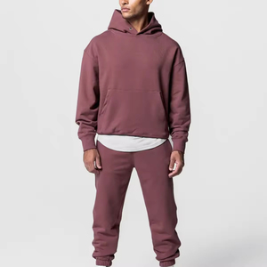 Unisex Solid Color Hooded Sweatshirt Set Casual Loose Fit Full Length <b>Tracksuit</b> Side Pockets 100% Cotton <b>Waterproof</b> Streetwear - Product Image 4