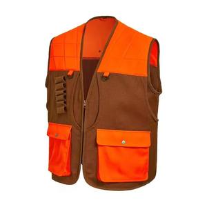 Gilet de sécurité à rayures haute visibilité pour homme, orange et marron, polyester/coton, bandes réfléchissantes, plusieurs poches, fermeture éclair - Product Image 5