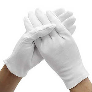 Gants en coton uni respirants à doigts complets avec logo brodé maçonnique pour hommes et femmes, mitaines blanches - Product Image 1