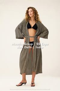 Robe kimono longue en soie à imprimé cachemire pour femme avec ceinture à nouer – Robe de plage et de piscine – Assortiment - Product Image 4