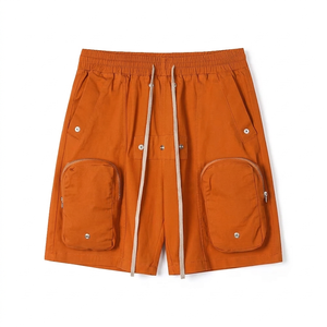 Shorts décontractés tendance style urbain en coton anti-rides, taille mi-haute, avec grandes poches et cordon de serrage, style sombre - Product Image 4