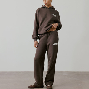 <b>Custom</b> DTF Womens Tracksuit OEM Personalized Casual Polyester Cotton Two Piece Set Hoodie Pants Fashion Street Wear Outfit - Product Image 1