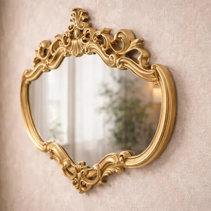 Designer Gold Metal <b>Frame</b> Mirror Elegant Wall Decor Suitable For Living Room Bedroom And Entryway Styling Wholesale From India - Product Image 1