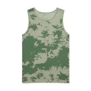เสื้อกล้ามถักสีพื้นสำหรับผู้ชาย คอกลม แขนกุด สีเบจ แต่งขอบสีเทา - Product Image 1