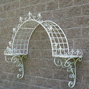 Elegant Iron Arched Trellis With Swirl Design For Outdoor Plant Decor And Wall Hanging - Product Image 3