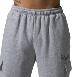 Women's Light Gray Cargo Sweatpants Relaxed Fit Fleece Jogger Pants with Side Cargo Pockets Casual Workout Lounge Sportswear - Product Image 4