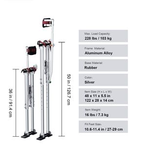 Adjustable 36FT-50FT <b>Aluminum</b> Drywall Stilts with Protective Knee Pads Durable Non-Slip <b>Work</b> <b>Platforms</b> - Product Image 4