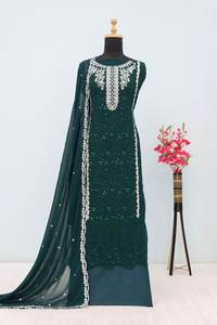 Traje Salwar de Diseñador Exclusivo para Mujeres Musulmanas, con Múltiples Piedras y Trabajo de Espejo, de Largo Extendido, de SHREE INDIAN EXPORTS - Product Image 6