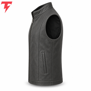 Sleeveless Winter Casual Vintage <b>Leather</b> <b>Vest</b> Custom Color Custom Logo High Quality Outerwear for Men - Product Image 2