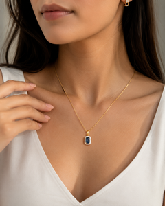 9K Yellow Gold Plated Diamond Pendant Necklace Radiant Cut Bezel Setting Link <b>Chain</b> Women's Everyday Wear Jewelry - Product Image 1