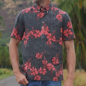 Factory Designer Shirt Beach Print Button <b>Down</b> Short Sleeve Shirt Custom Made Linen Hawaiian Shirt - Product Image 1